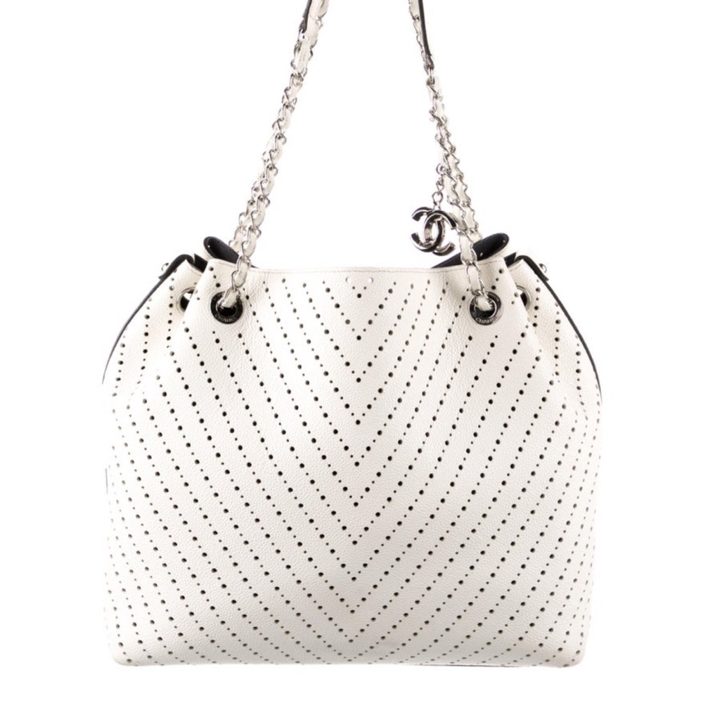 Chanel White Perforated Tote Bag